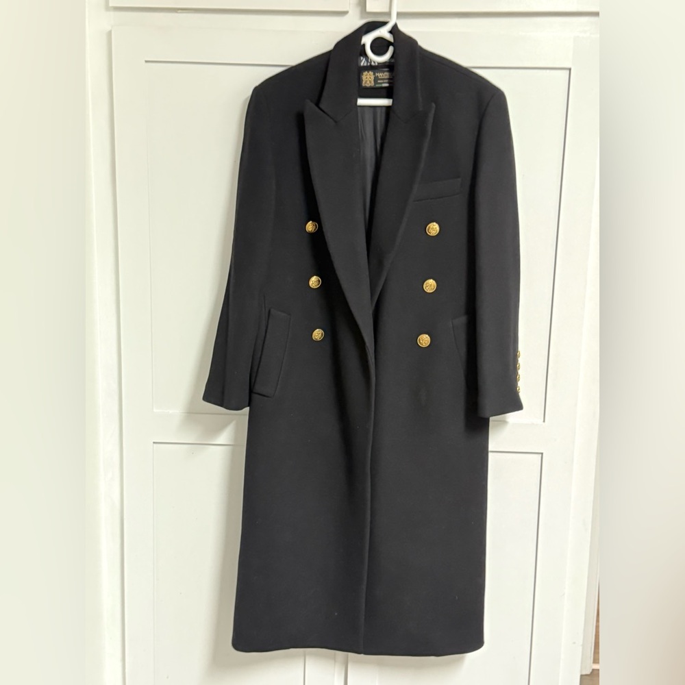 Zara Black Trench Coat with Gold Accents